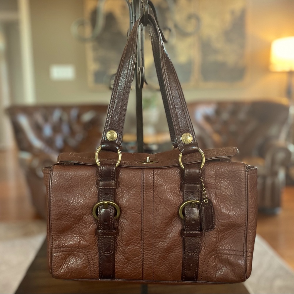 Vintage Coach Handbag Turnlock Leather 10953